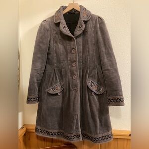 GUDRUN SJODEN 2008 embroidered and lined coat, size M